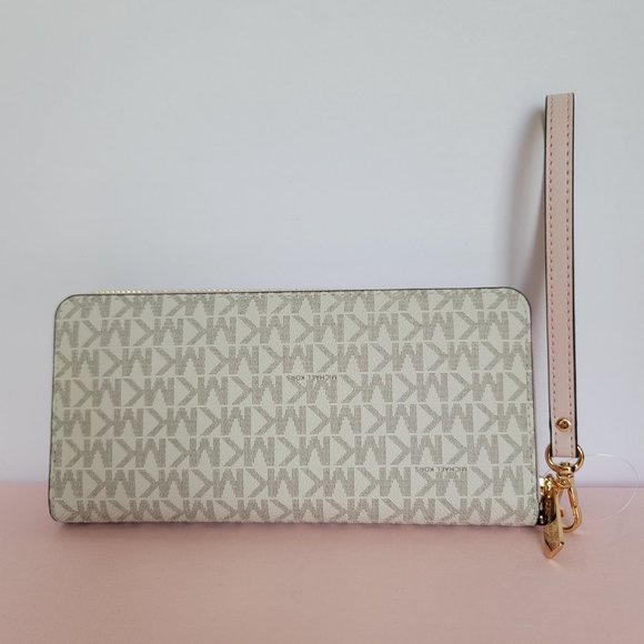 MICHAEL KORS Signature Logo Jet Set Travel Continental Wallet/Wristlet-Pwr Blush - Picture 7 of 16